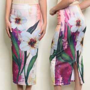 ☆Ariel's Anemones Floral Fitted Spring Maxi Skirt☆